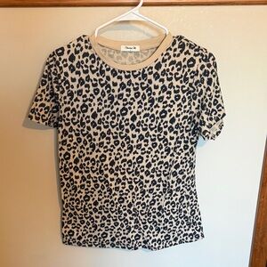 Chasey Life Leopard Print Short Sleeve Top - Black and Cream